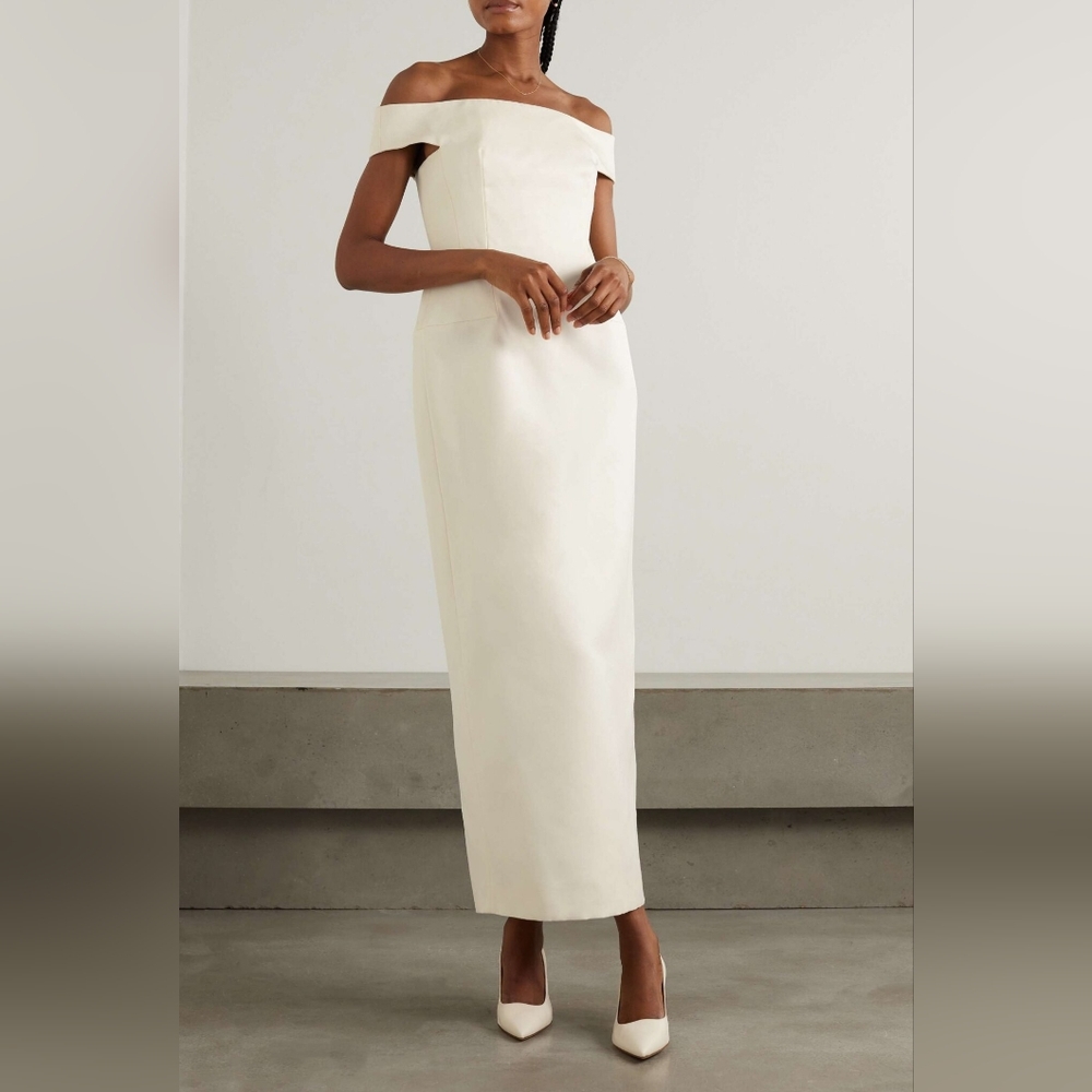 Gabriela Hearst Off-Shoulder Wool Silk Dress - Cream IT40 (Orig. $2,990) - NWT